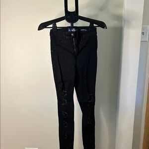 Hollister Men's Black Ripped High rise super Skinny Jeans